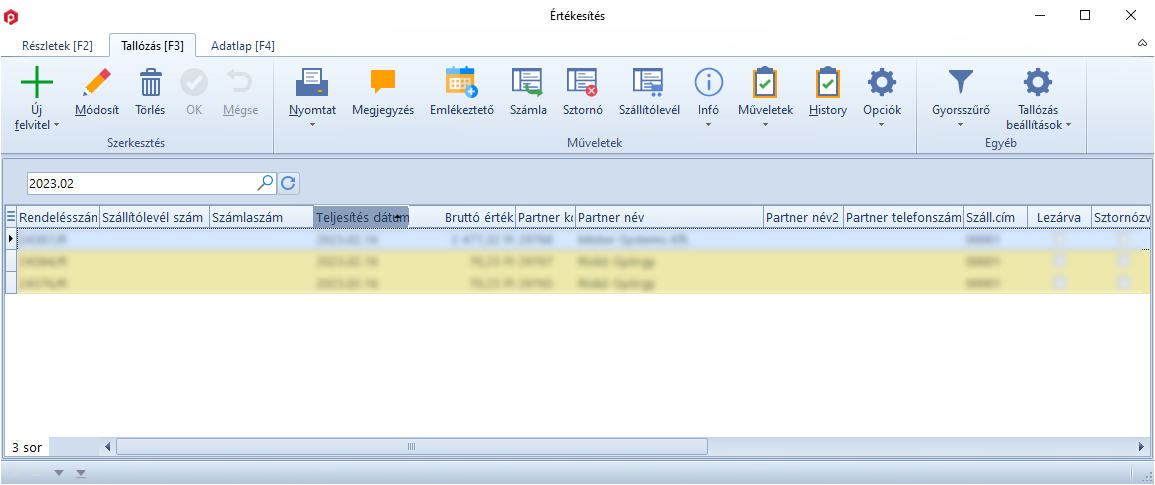 Műveletek Számla Export1